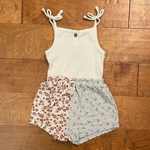 Toddler Girls Little Co by Lauren Conrad Organic Cami Romper - 4T - Rust + Blue